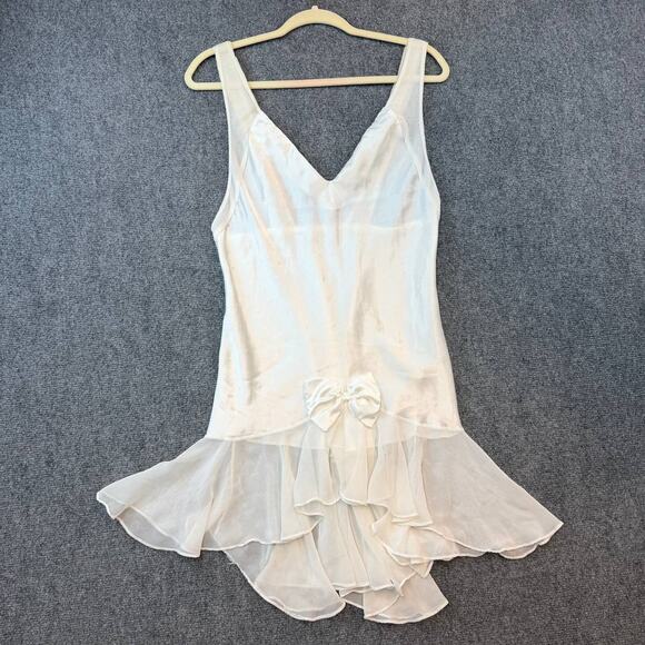Victoria's Secret Dresses & Skirts - Vintage Victoria’s Secret White Slip Dress Bow Ruffle Sheer Medium